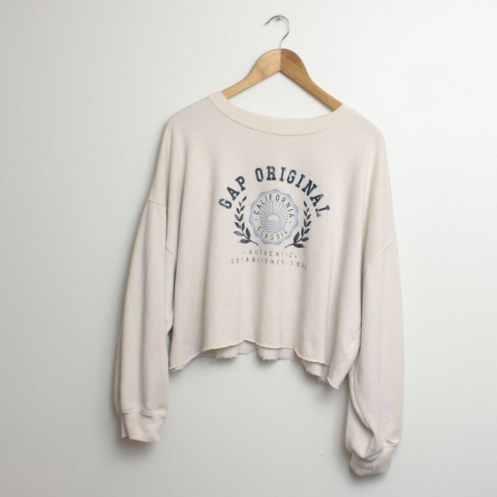 Gap Original Sweatshirt Cropped Top Womens XL Cream